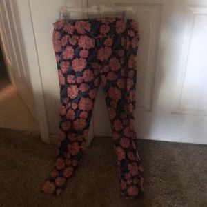 Pink and blue flower leggings